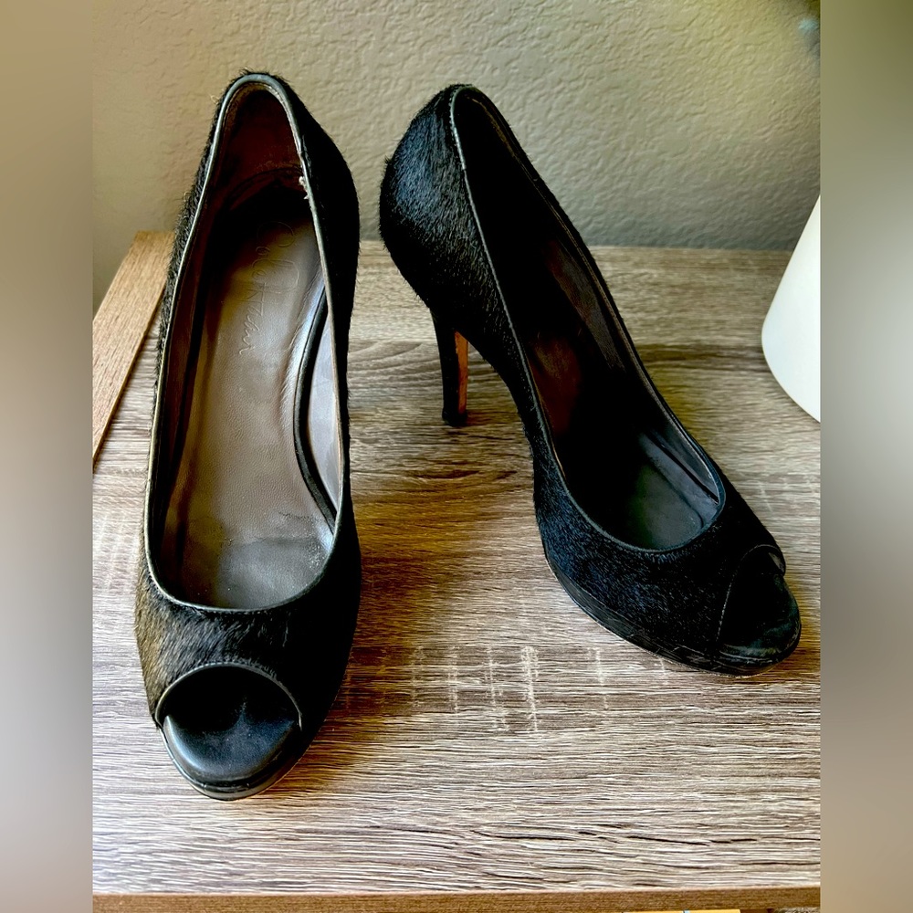Cole Haan black open toe pumps